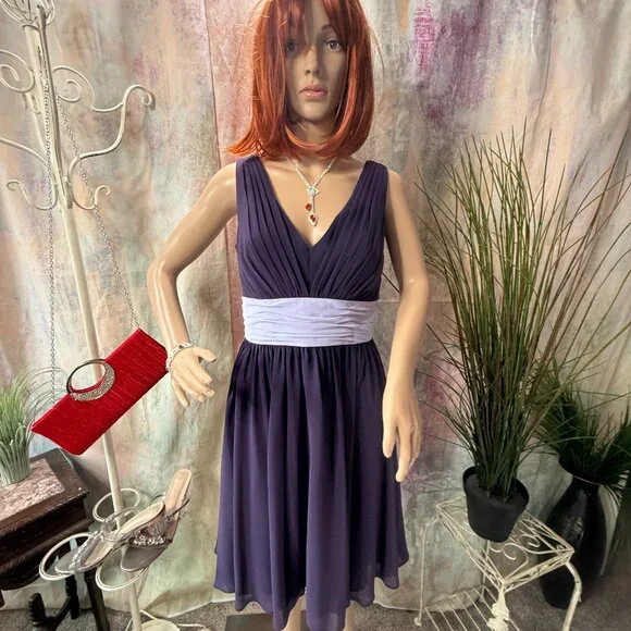 sachin and babi light blue dress Poplin Fit and Flare Faux Wrap Midi Dress Sheer Lilac